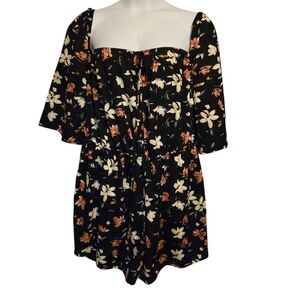 Floral Black Romper